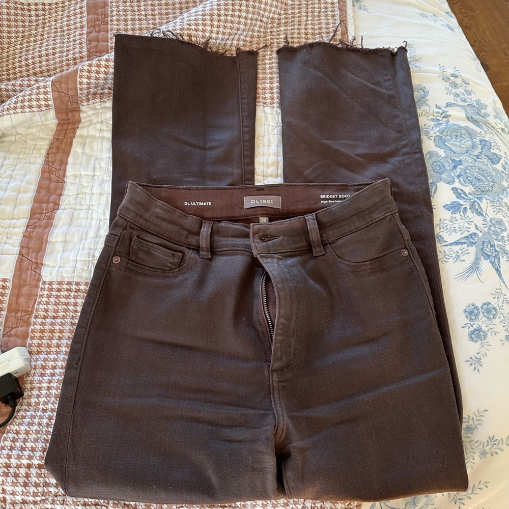 DL 1961 BRIDGET BOOT HIGH RISE INSTASCULPT CROP - CHESTNUT-worn once